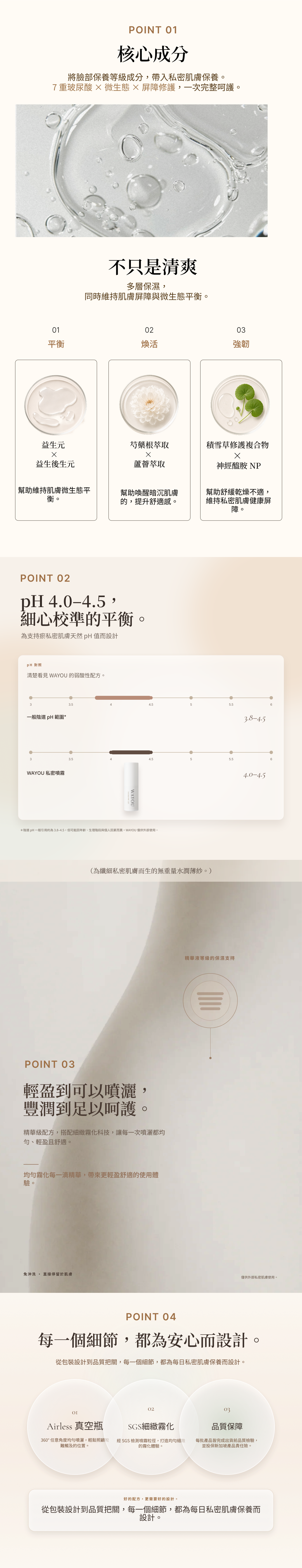 WAYOU 核心成分、pH 4.0–4.5 對比與包裝設計